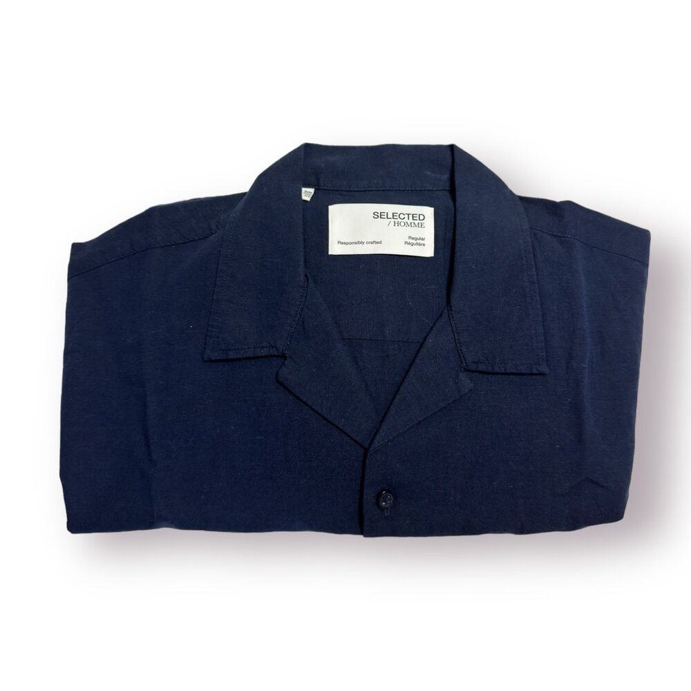 Selected Homme Button Up Polo Dark Blue‎ Casual Shirt US 17.5 XL Regular Fit